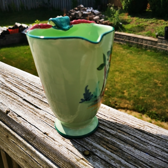 Vintage Hand Painted Green Italian Pottery Pitcher - Picture 4 of 14